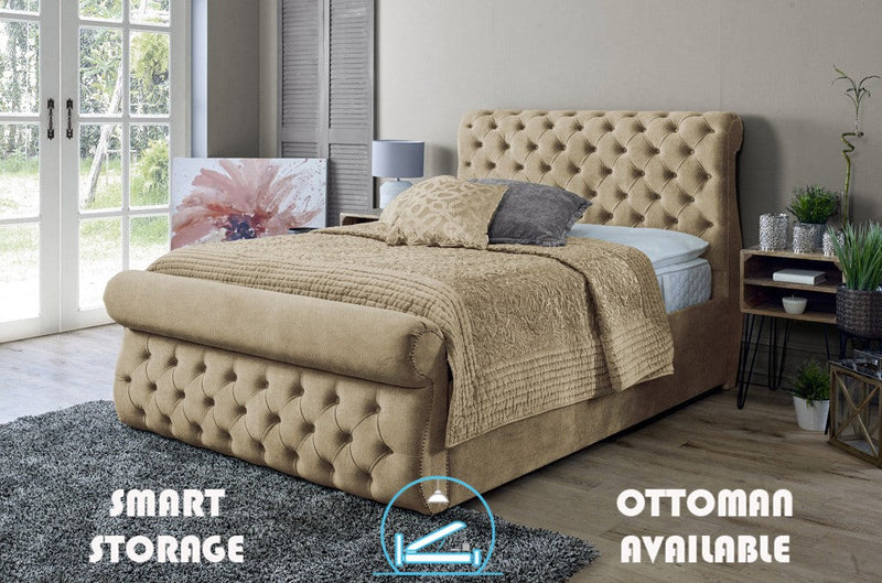 Alicante 6ft Superking Ottoman Bed Frame- Velvet Steel