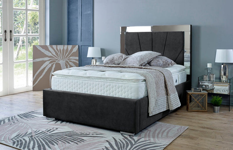 Aurora 6ft Superking Bed Frame- Velvet Beige