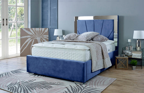 Aurora 6ft Superking Ottoman Bed Frame- Velvet Blue