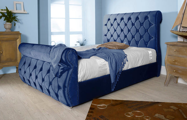 Chester 3ft Single Ottoman Bed Frame- Velvet Blue