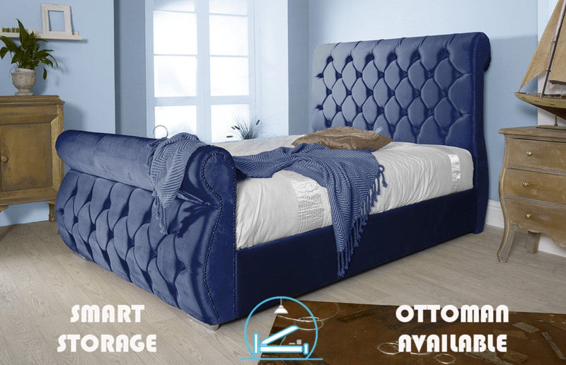 Chester 5ft Kingsize Ottoman Bed Frame- Velvet Steel