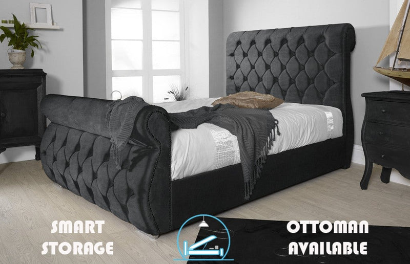 Chester 3ft Single Bed Frame Velvet Black