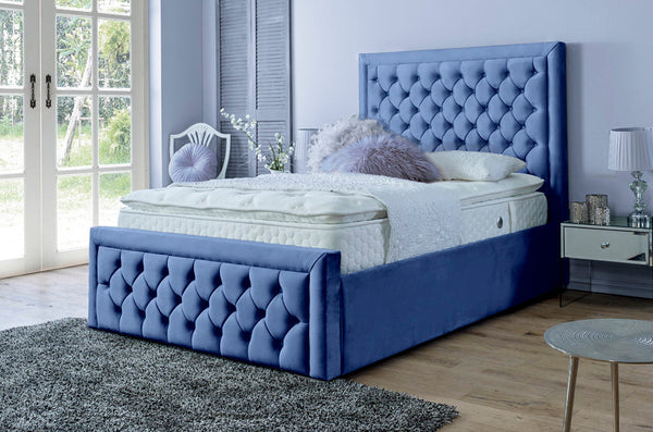 Lewis 3ft Single Ottoman Bed Frame- Velvet Blue