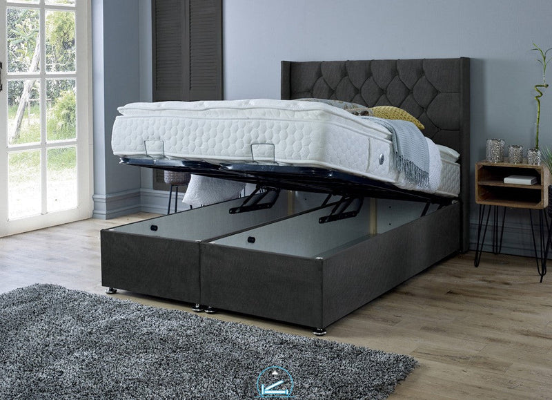 Marlon 5ft Kingsize Ottoman Bed Frame- Velvet Grey