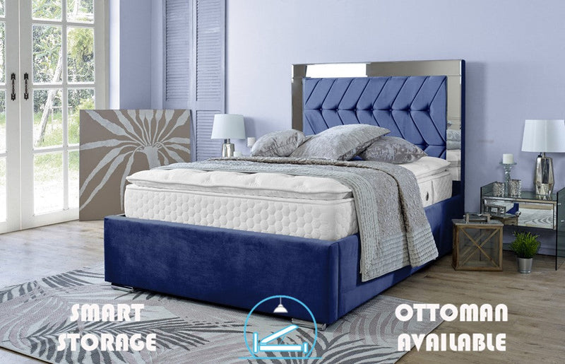 Parie 4ft Ottoman Bed Frame- Velvet Blue