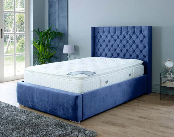 Rose 6ft Superking Ottoman Bed Frame- Velvet Blue