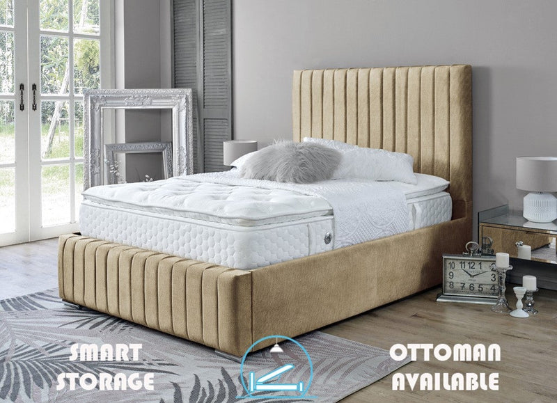 Turin 4ft 6 Ottoman Bed Frame- Velvet Silver