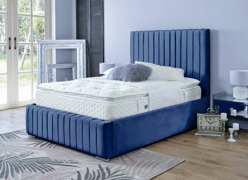 Turin 3ft Single Ottoman Bed Frame- Velvet Blue