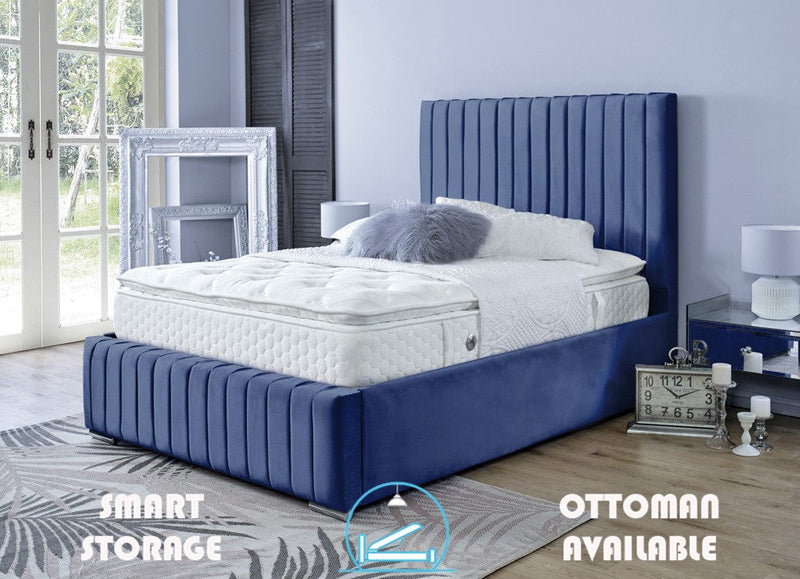 Turin 4ft 6 Ottoman Bed Frame- Velvet Blue