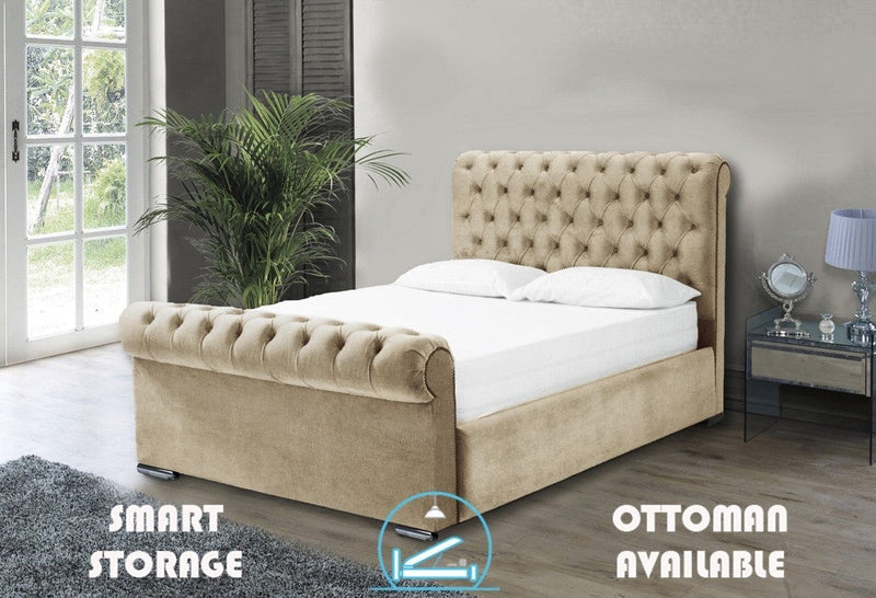 Benito 5ft Kingsize Ottoman Bed Frame- Velvet Silver