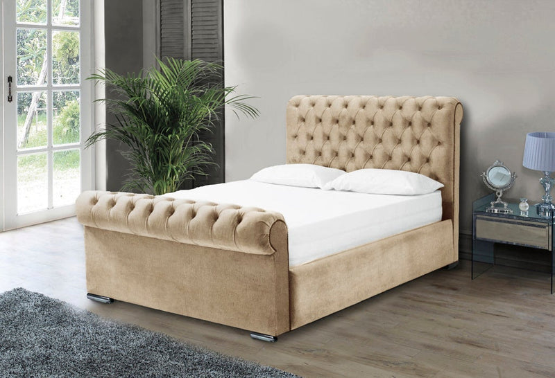 Benito 5ft Kingsize Ottoman Bed Frame- Velvet Silver