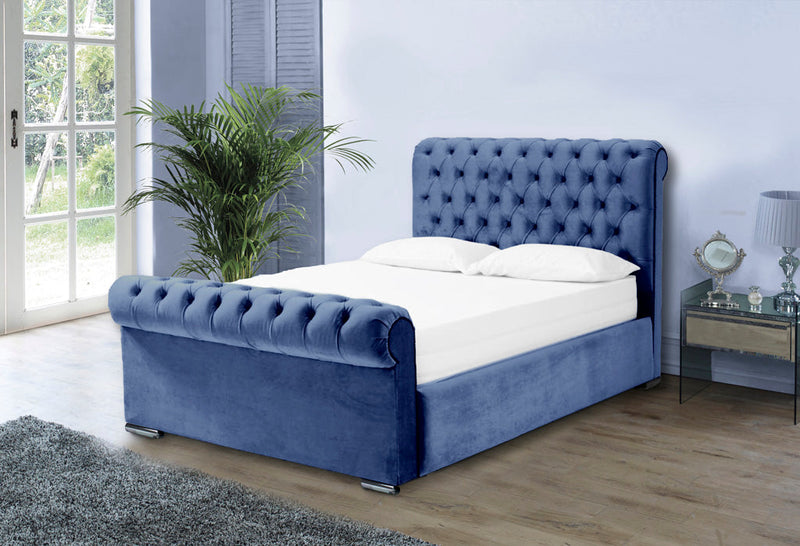 Benito 6ft Superking Bed Frame- Velvet Blue