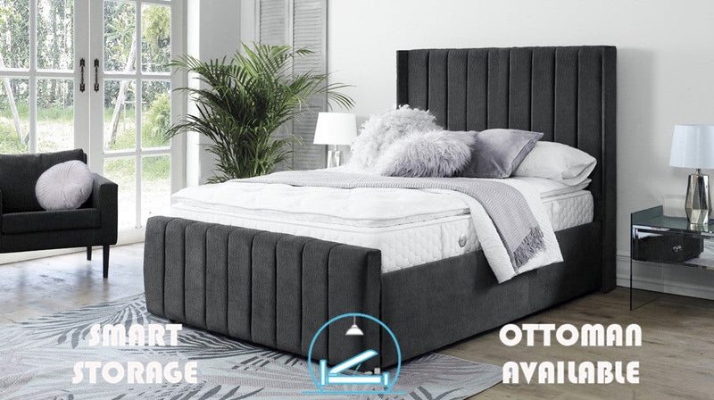 Topaz 6ft Ottoman Bed Frame- Velvet Grey