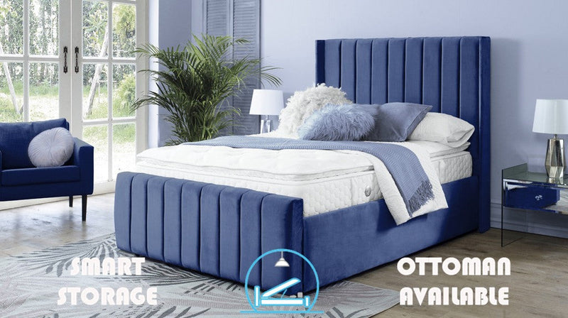 Topaz 3ft Ottoman Bed Frame- Velvet Blue