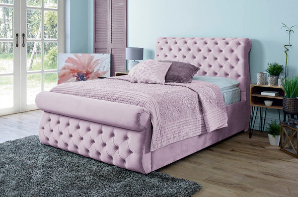 Alicante 4ft 6 Ottoman Bed Frame- Velvet Pink