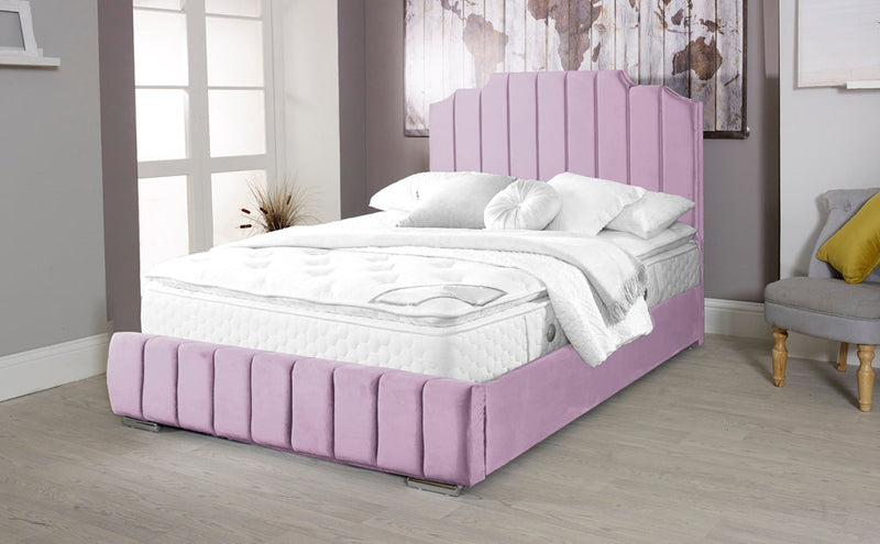 Art Deco 4ft Bed Frame- Velvet Pink