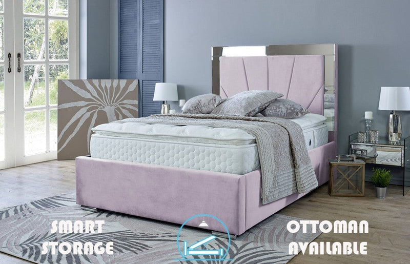 Aurora 4ft 6 Ottoman Bed Frame- Velvet Pink