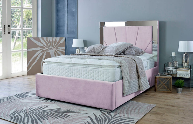 Aurora 4ft 6 Ottoman Bed Frame- Velvet Pink