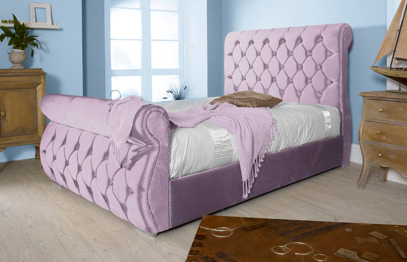 Chester 4ft Bed Frame- Velvet Pink