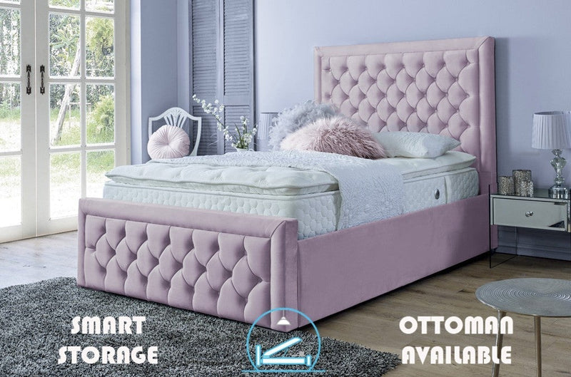 Lewis 4ft 6 Ottoman Bed Frame- Velvet Blue