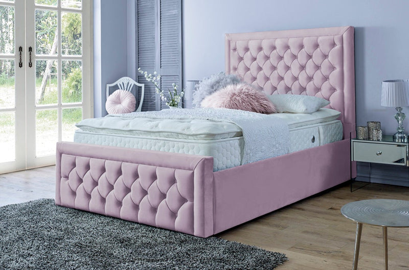 Single pink velvet beds discount
