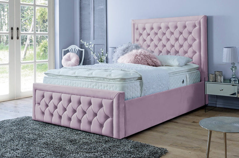 Lewis 5ft Kingsize Bed Frame- Velvet Pink