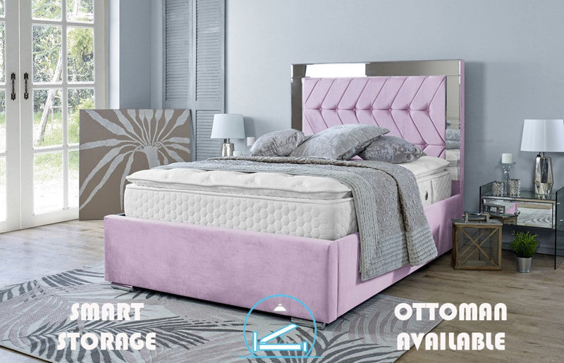 Parie 3ft Single Ottoman Bed Frame- Velvet Pink