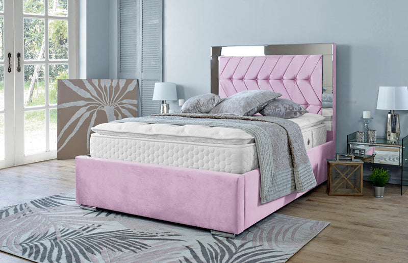 Parie 4ft Ottoman Bed Frame- Velvet Pink