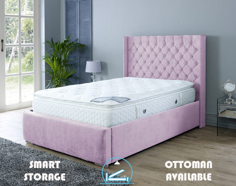 Rose 5ft Kingsize Ottoman Bed Frame- Velvet Beige