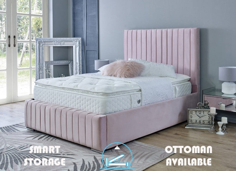 Turin 6ft Superking Ottoman Bed Frame- Velvet Pink