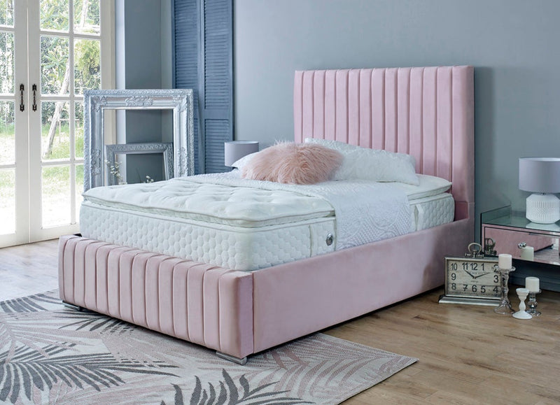 Turin 5ft Kingsize Ottoman Bed Frame- Velvet Pink