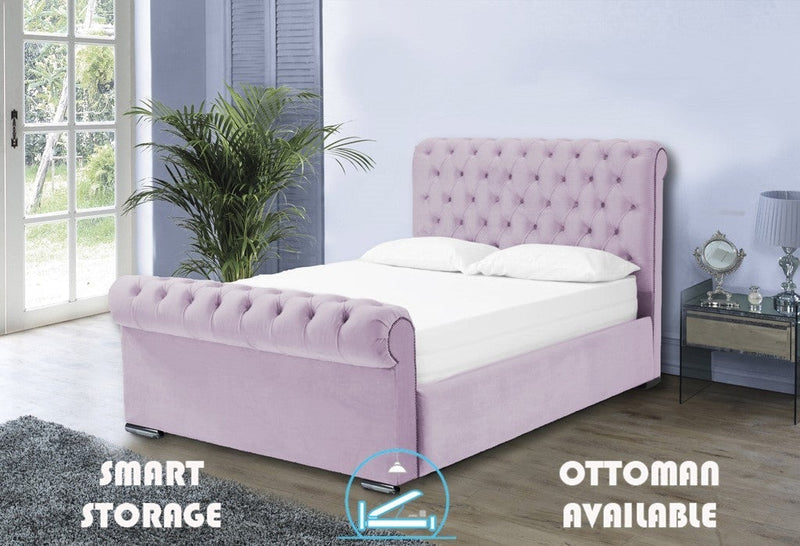 Benito 5ft Kingsize Ottoman Bed Frame- Velvet Silver