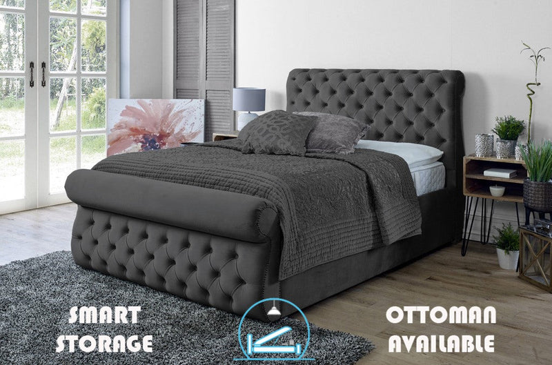 Alicante 4ft Bed Frame- Velvet Grey