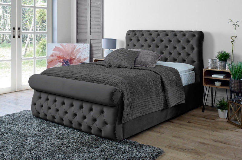 Alicante 3ft Single Bed Frame- Velvet Grey