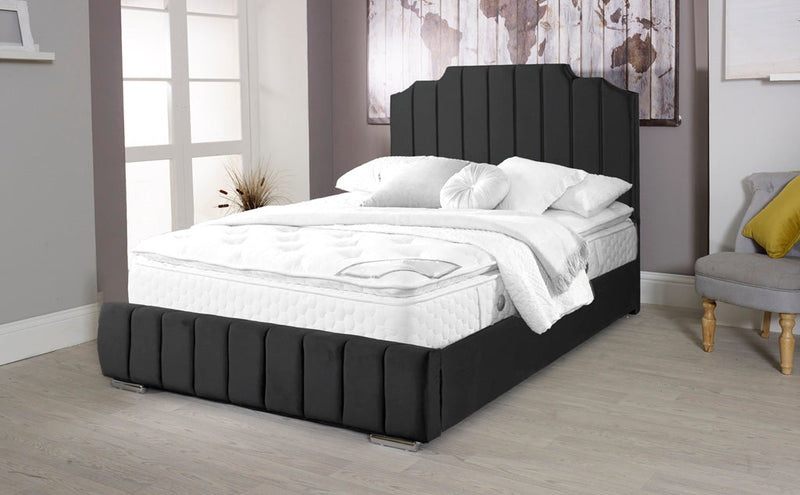 Art Deco 5ft Kingsize Bed Frame- Velvet Black