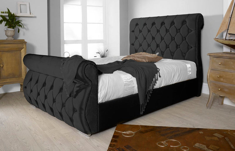Chester 4ft 6 Double Bed Frame- Velvet Black