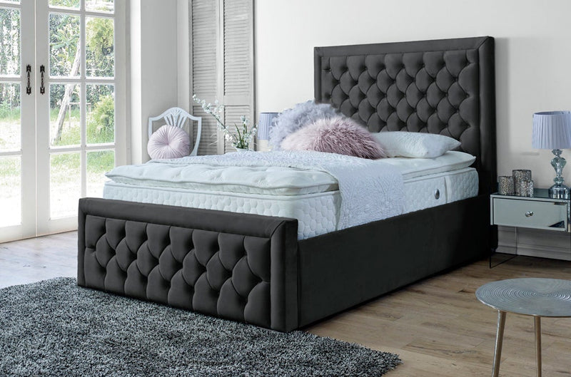 Lewis 5ft Kingsize Ottoman Bed Frame- Velvet Grey