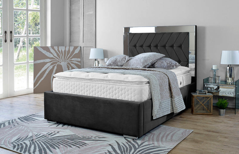 Parie 5ft Kingsize Bed Frame- Velvet Beige