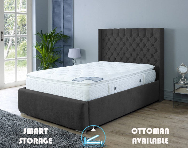 Rose 4ft 6 Ottoman Bed Frame- Velvet Grey
