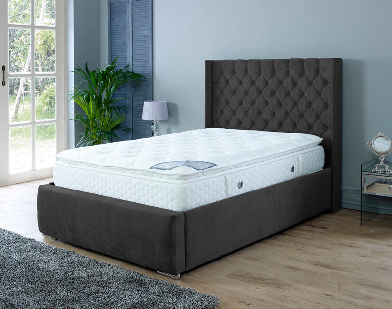 Rose 4ft 6 Ottoman Bed Frame- Velvet Blue