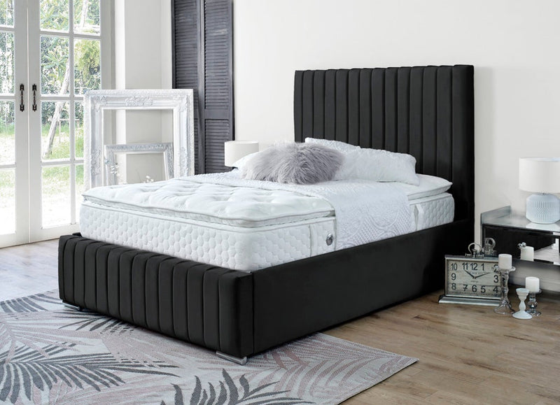 Turin 3ft Single Ottoman Bed Frame- Velvet Black