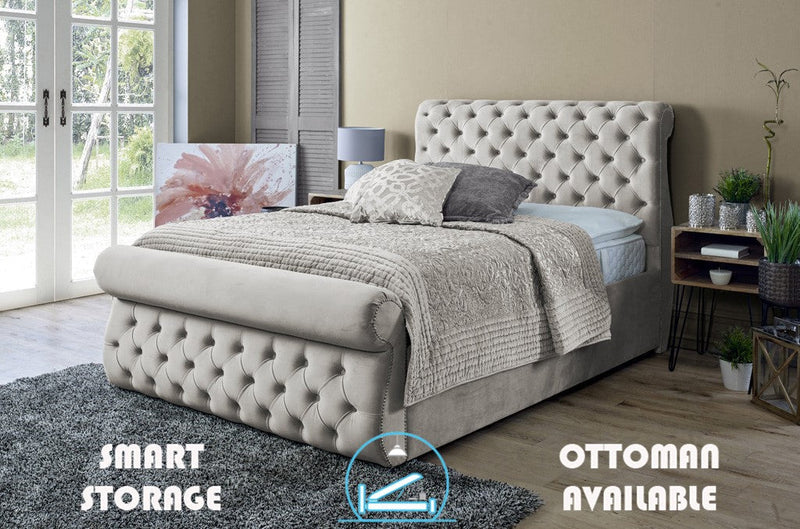 Alicante 3ft Single Ottoman Bed Frame- Naples Silver