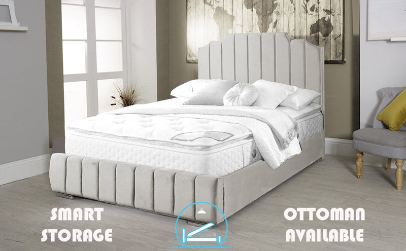 Art Deco 4ft Ottoman Bed Frame- Velvet Grey