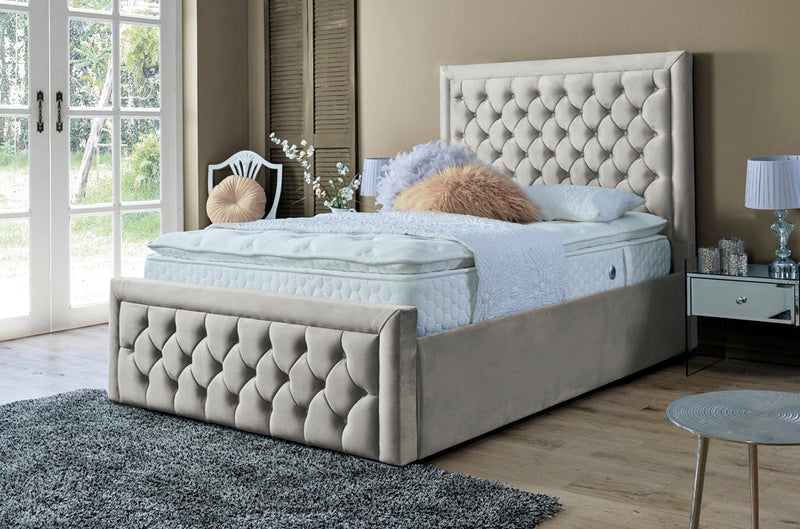 Lewis 5ft Kingsize Ottoman Bed Frame- Velvet Grey