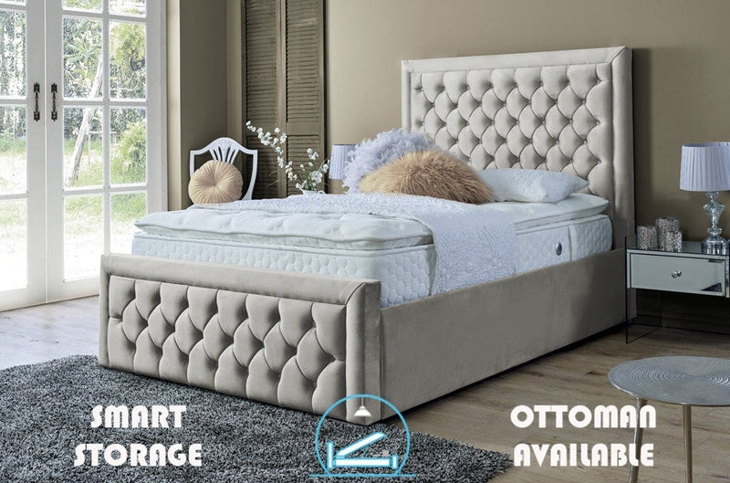 Lewis 3ft Single Ottoman Bed Frame- Velvet Grey