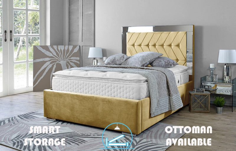 Parie 4ft Ottoman Bed Frame- Velvet Beige