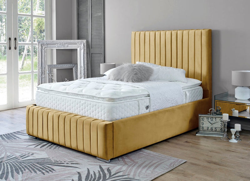 Turin 3ft Single Ottoman Bed Frame- Velvet Beige