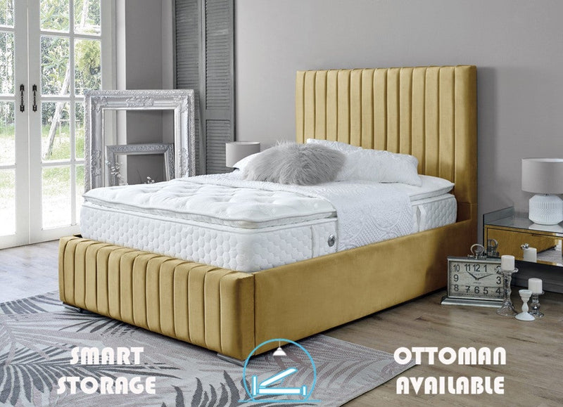 Turin 3ft Single Ottoman Bed Frame- Velvet Beige