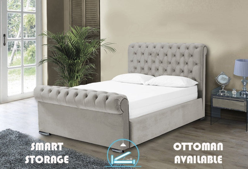 Benito 3ft Single Ottoman Bed Frame- Velvet Beige