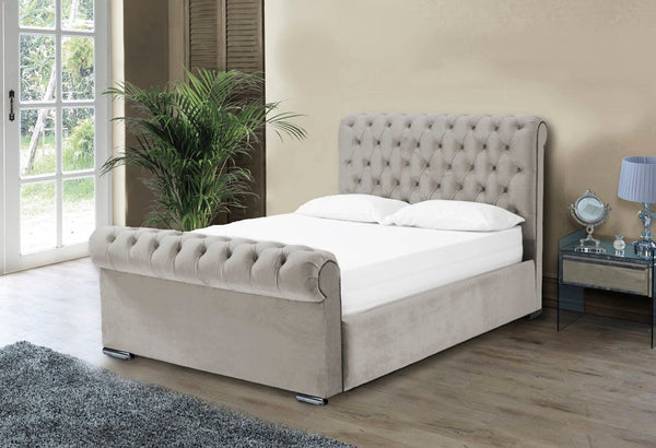 Benito 3ft Single Ottoman Bed Frame- Velvet Beige